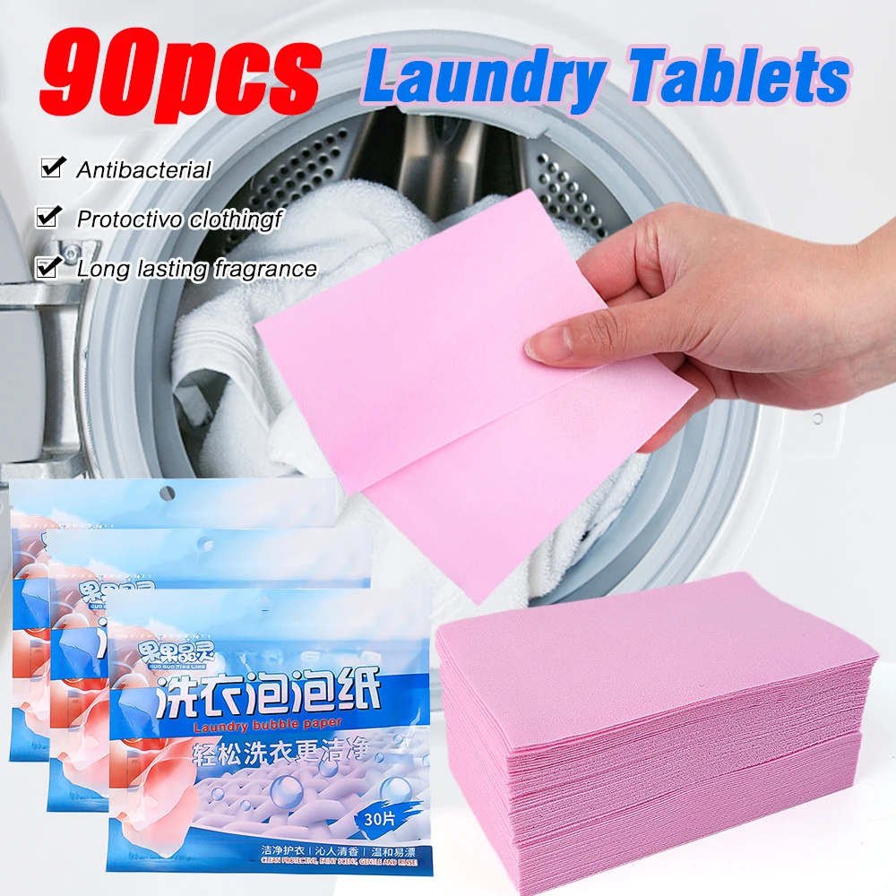 

30/90pcs For Laundry Soap Clothing Dissolvable Tablets Washing Machines Concentrated Children's Powder Detergent