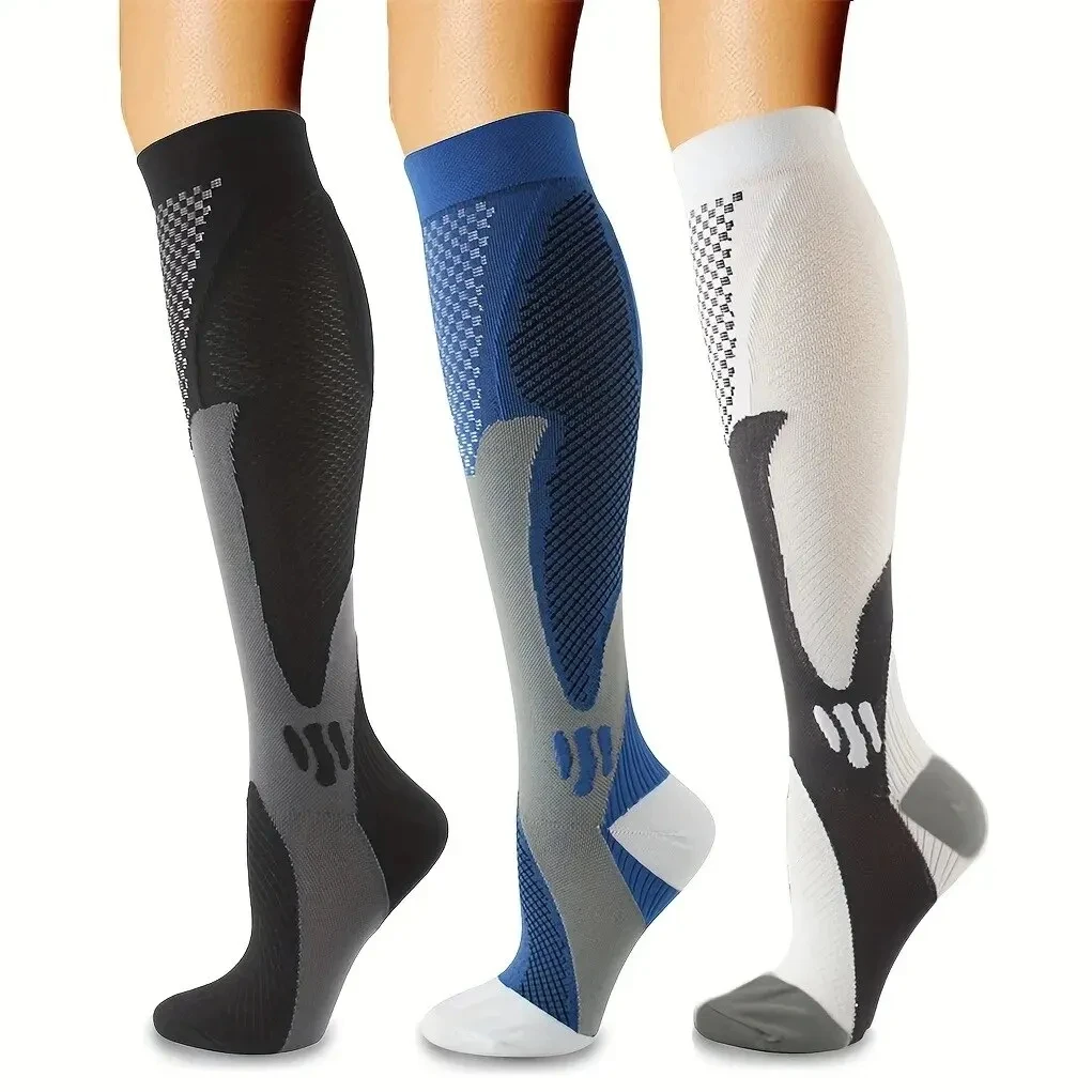 3 Pairs Compression Socks For Men Women Varicose Veins Diabetes Pregnancy Socks Gym Outdoor Running Natural Hiking Cycling athletic socks