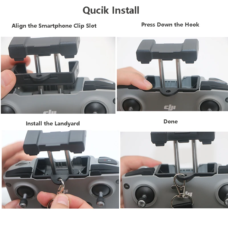 Lanière de cou pour télécommande DJI Mavic Air 2/2S/Mini 2/Mavic 3 - Kit gris clair