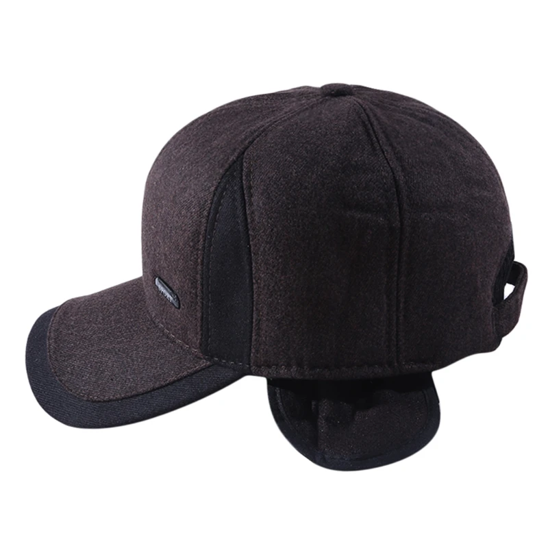 leather bomber cap 1pc Warm Mens Winter Wool Baseball Cap Ear Flaps Brand Snapback Hats Thicken Warm Fitted Cap Gorra Hombre Trucker Cap thermal aviator bomber winter hat