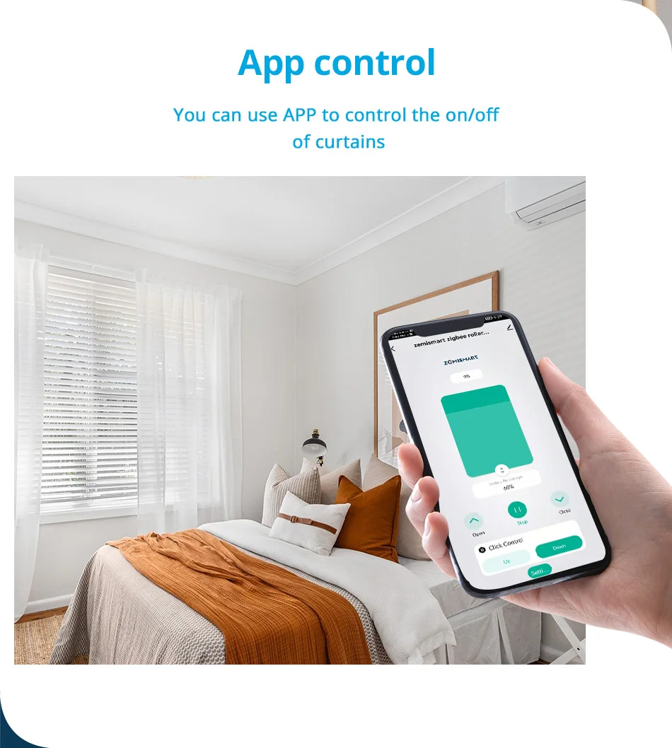Zigbee Roller Shade Blinds Motor Built-in Battery Work with Tuya Smartthings App