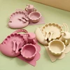 7PCS Baby Silicone Tableware Set Adjustable Bib Cartoon Lion Shape Placemat Bowl Plate Feeding Training Spoon Fork Portable Cup 3