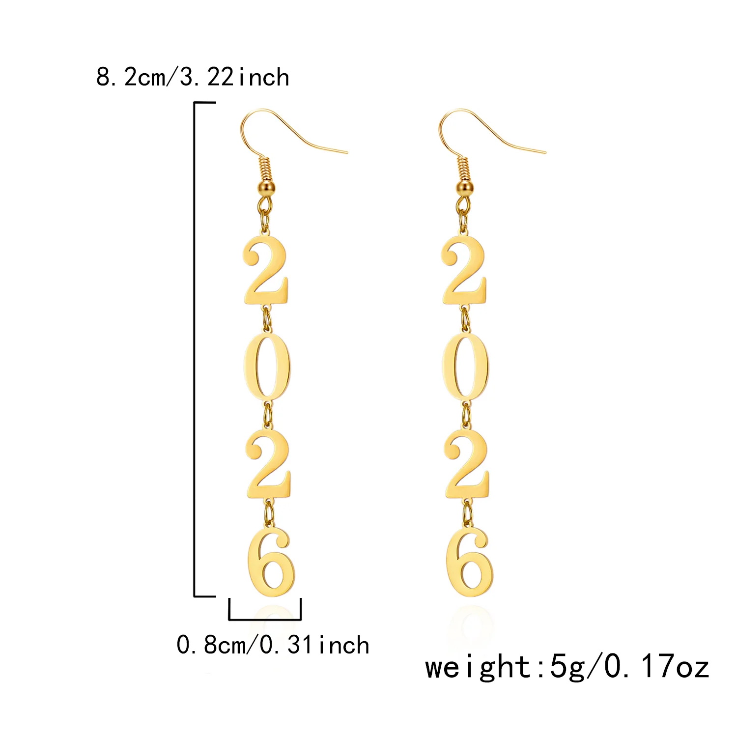 Trendy 2026 Anzahl Geometrische Gold Farbe Sterne Tropfen Ohrringe Party Neue Jahr Schmuck für Frauen Baumeln Hängende Ohrringe Geschenke – Detail 6