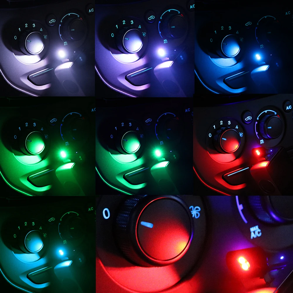 미니 USB LED 자동차 조명, 자동차 인테리어 분위기 조명, 비상 조명, 자동 다채로운 장식 램프 액세서리, 1-10 개