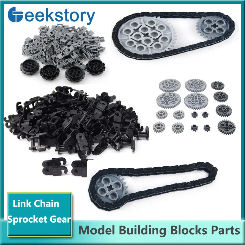 Small Chain Link Crawler Technical Building Block Large Link Treads Chain + Sprocket Wheels 57519 Gear 3711 Bricks DIY Parts Toy