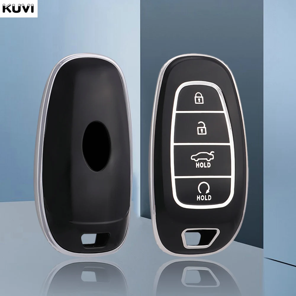 Kwmobile Key Cover Compatible With Hyundai 7-Button Ioniq 5 Tucson NX4 Santafe - Car Key Fob Case Protector - Black/Gold - View #11