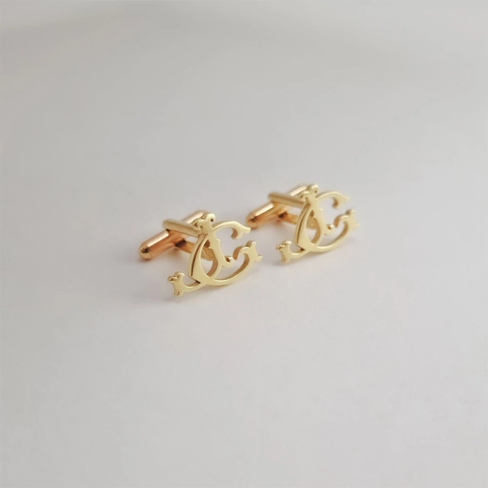 Gemelli Uomo Con Iniziale In Argento - Acciaio Inossidabile Per Camicia E Matrimonio - Foto 11