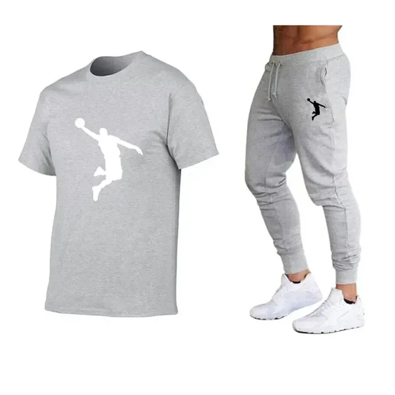 Men's T-shirt and jogging pants set, hip-hop jacket, casual brand, that is, hot summer