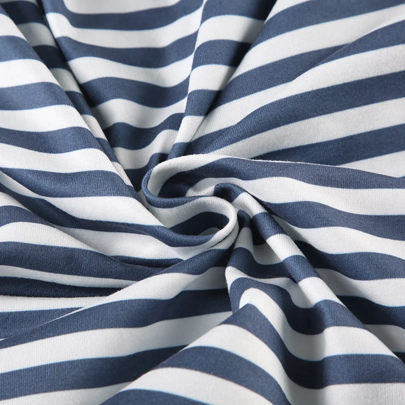 Cross V Neck Blue White Stripe Y2K Tee Skinny Basic Long Sleeve Spring Autumn T Shirt Women