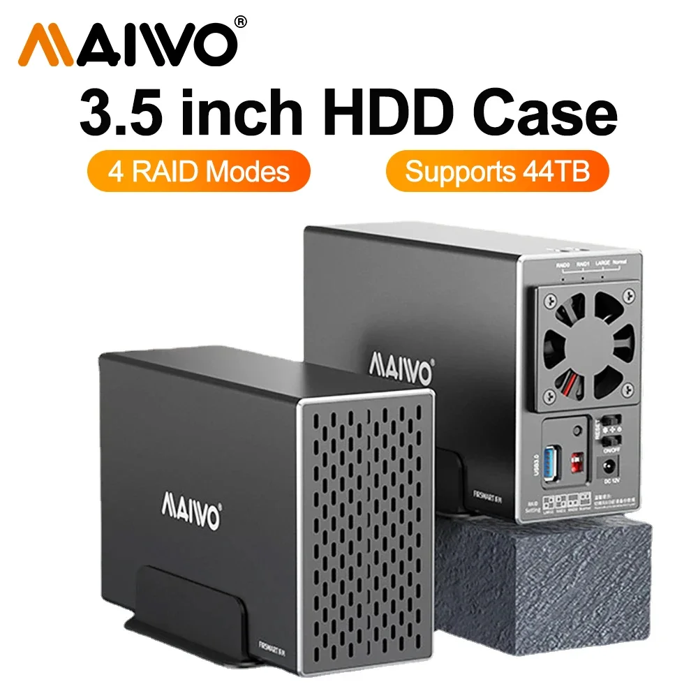Maiwo-dual Bay Docking Station Disco Rígido Externo Gabinete de Disco Rígido Usb 3.0 até 5gbps 40tb Capacidade Case 3.5 Sata Raid Hdd