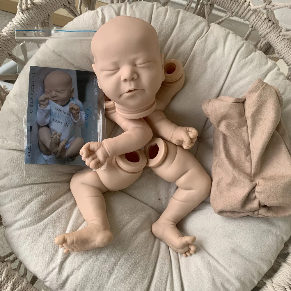 

20inches Bebe Reborn Doll Kit Sleeping Baby Chase Unfinished Unpainted Doll Parts with Cloth Body and with COA Reborn Supply