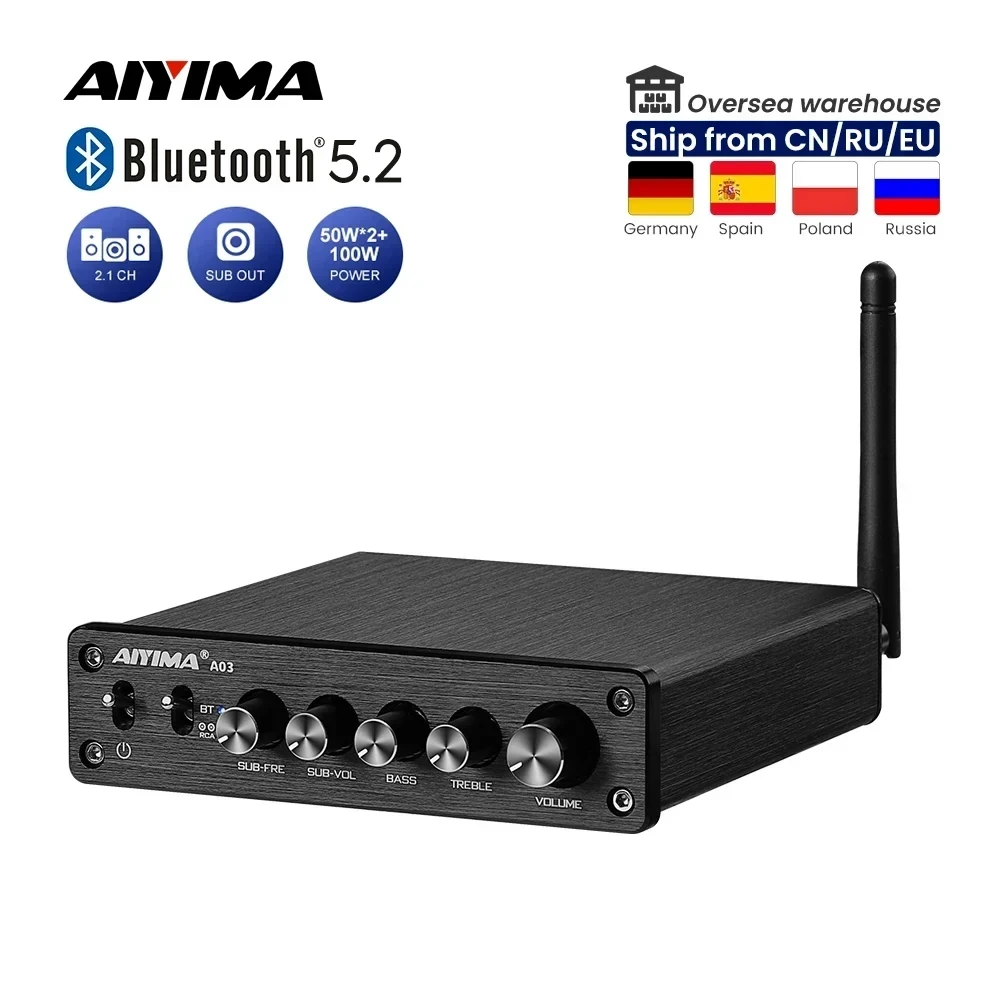 AIYIMA A03 TPA3116アンプ + 100W DC12-24V AIYIMA A03 TPA3116 2.1 Channel 50W2+100W High Power