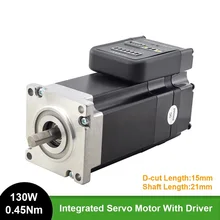 

130W 0.45Nm Nema 23 Integrated Servo Motor with Driver 3000RPM 20-50VDC Brushless DC Servo Motor - Short Shaft