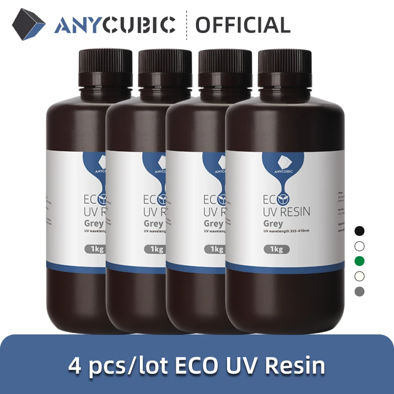 4pcs/lot ANYCUBIC ECO UV Resin For LCD 3D Printer Low Odor Liquid 3D Printing Material 1kg/bottle Plant Based UV Resin