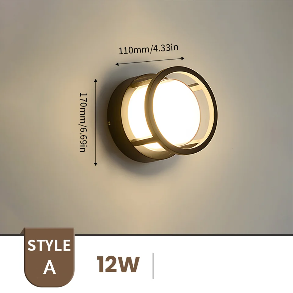 thumbnail image 1 of Lámpara de pared exterior LED impermeable IP66 con sensor de movimiento, iluminación exterior LED, luces de porche, luces de balcón y jardín, lámpara de pared exterior, 1 of 5