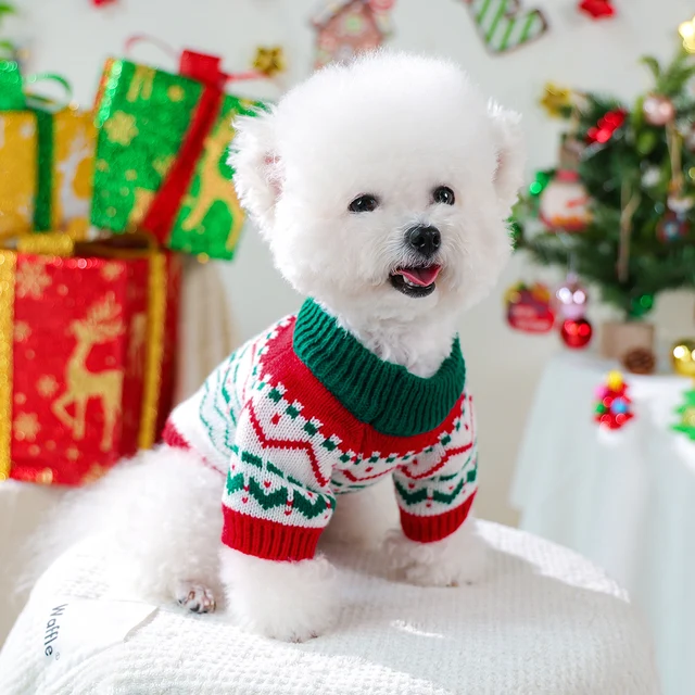 Christmas Fireworks Sweater Pet Dog Cat Clothes Autumn and Winter Warm Knitted Sweater Pullover Elastic Christmas Wind 3