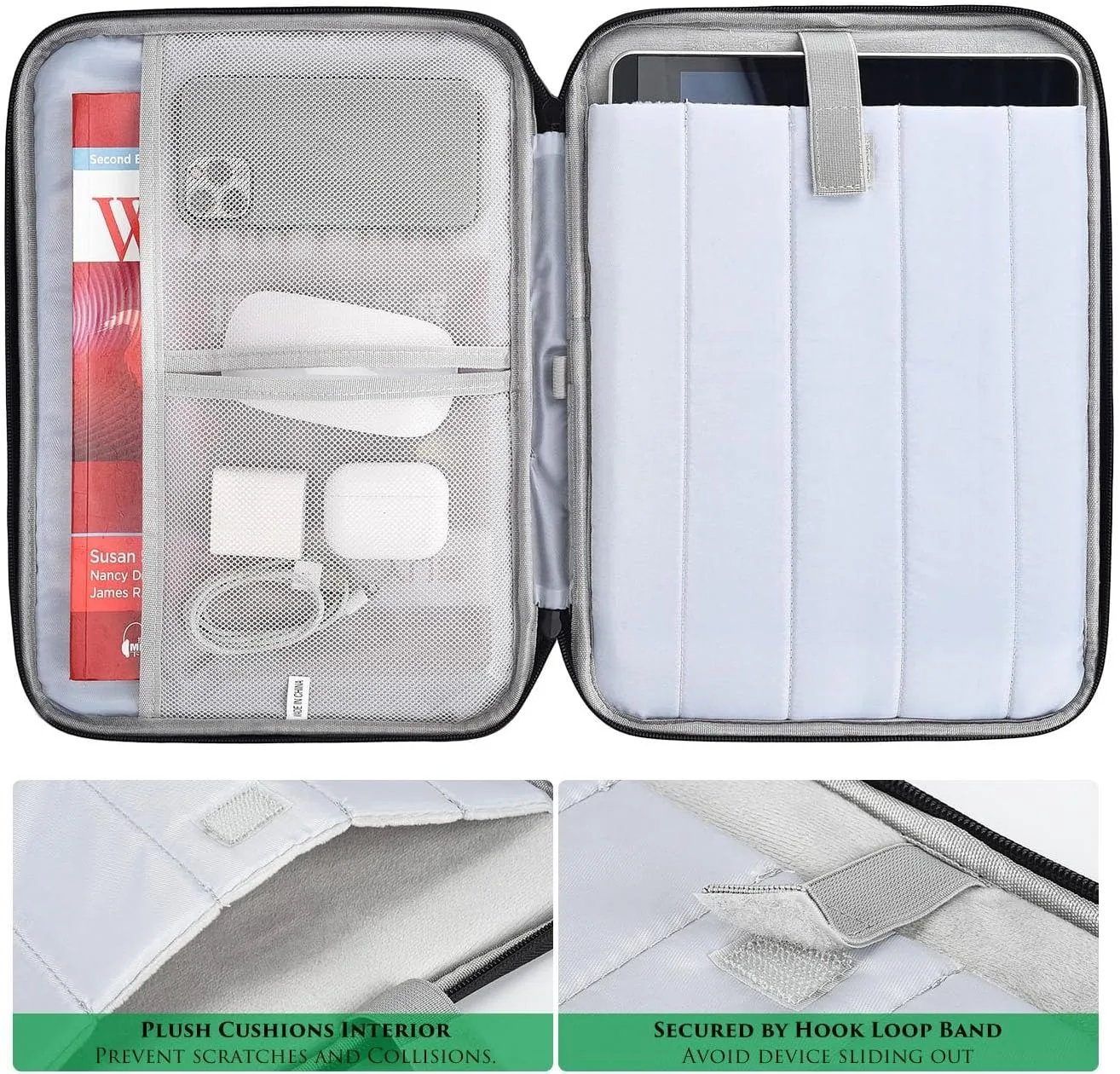 Shockproof Portable Tablet Storage Sleeve with Dual-Way Zippers