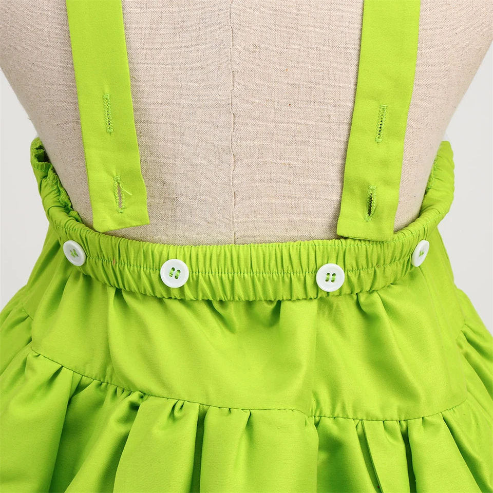 Summer Fancy Girl Green Elf Tinker Bell Backless Dress Christmas Halloween Kids Cosplay Birthday Party Fairy Princess Costumes