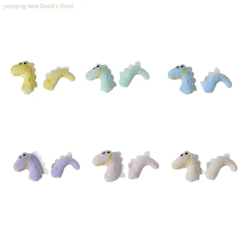 49ME 5set Cartoon Dinosaur Shape Head/Tail Shape Applique for DIY Doll Toy Hat Sewing Supplies Patches Hair Clip Decor