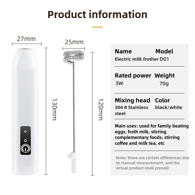 Electric Milk Frother  Handheld Mixer - Portable Coffee Blender Tool