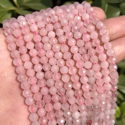 Natural Blue Sapphire Round Faceted Gemstone Beads for DIY Jewelry Crafting - 15 - Inch Strand, Tiny Spacer Beads (Rose Quartz)