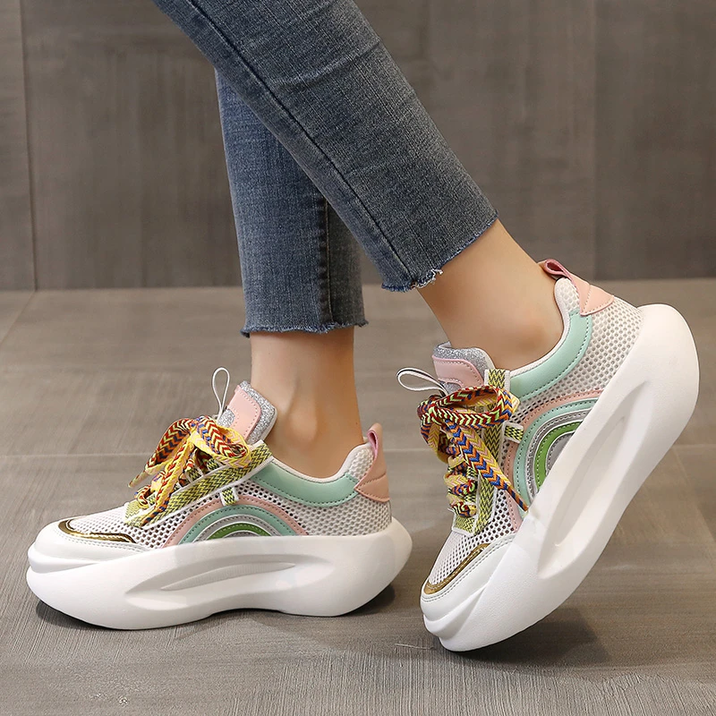 Buy A WIN WITH THE GEOMETRIC PRINT GREEN LACE-UP FANCY CASUAL SNEAKER for  Women Online in India