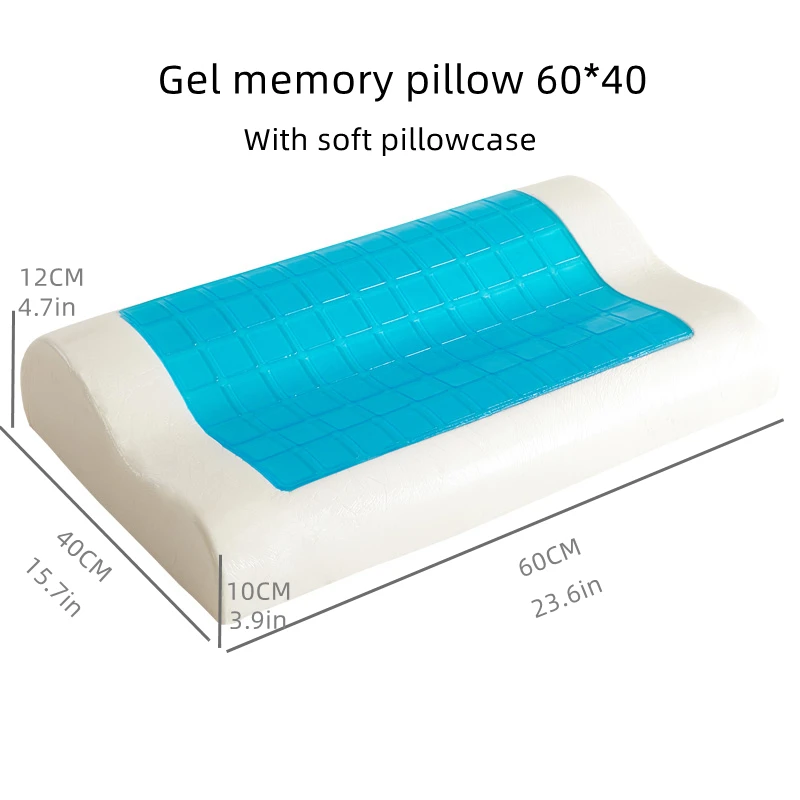כרית זיכרון ג'ל קיץ קירור קרח בריאות שרירי הצוואר הגנה מסאז' כריות אורתופדיות נוחות שינה התאוששות איטית 60×40