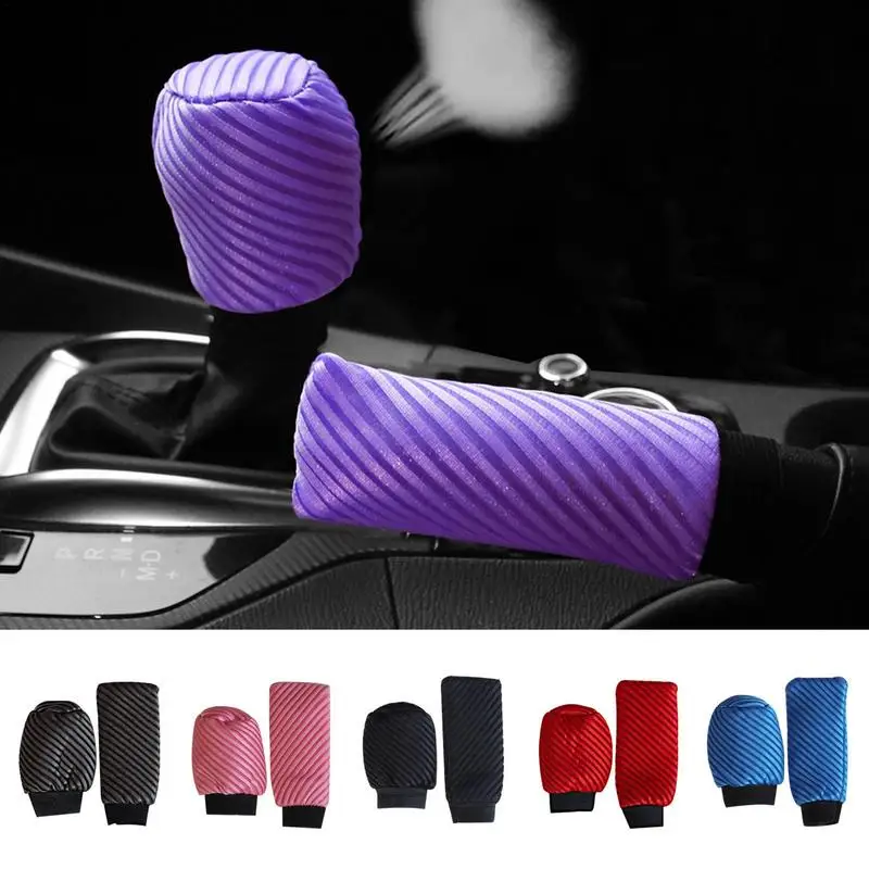 

Car Gear Handle Cover Shift Knob Auto Handbrake Sleeve Cover Set 2pcs Mesh Universal Fit Anti Skid Car Interior Accessories