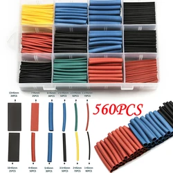 560pcs Durable Tube Heat Shrink Wrapping Kit Heat Shrinkable Tube 2:1 Electrical Wire Cable Wrap Sleeving with Box Home