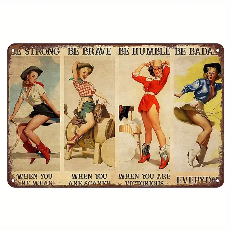 Be Strong, Be Brave, Be Humble Funny Metal Tin Sign, Retro Art Home Bedroom Living Room Wall Metal Decor