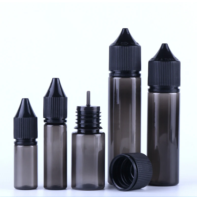 10Pcs Empty 10ml-120ml Black Plastic PET Dropper Bottles Vape Oils Containers E Juice Liquid Drop Bottle With Childproof Caps