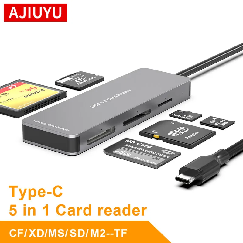 Lettore Di Schede USB-C 6 In 1 Ad Alta Velocità (5 Gbps) – Compatibile Con CF, SD, TF, MS, M2, XD (per Olympus E Fujifilm)