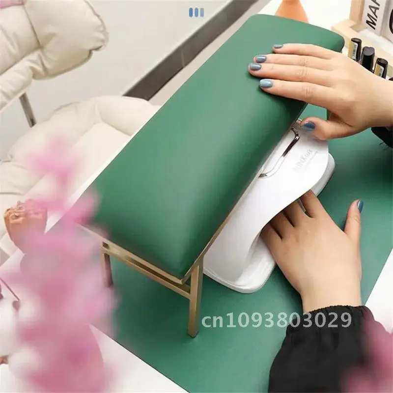 New 1/2PCS Green Nail Art Hand Pillow Set Manicure Table Hand Mat Pillow With Rests Holder Cushion Nail Arm Art Stand 2#