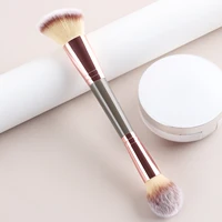 Pinceau de maquillage double embout, pinceau de mélange rond + pinceau à blush angulaire, outil de maquillage à poils doux 1