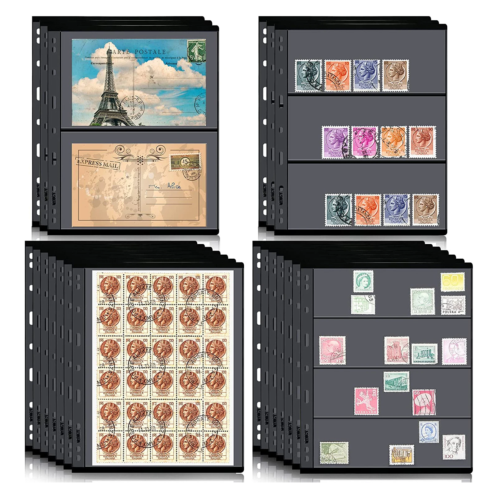 Pages de recharge d'album de Collection de timbres, 10 pièces/lot