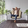 2.4 FT 1-Person Use Round Rattan Porch Swing Outdoor Support 440 LBS with Cushions & Adjustable Chains, Patio Wicker Swing 6