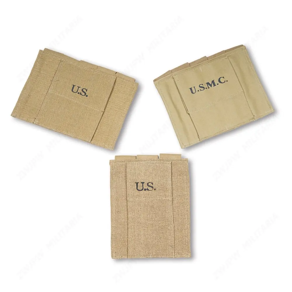 Reproduction WW2 US ARMY Military Thompson 3 Cells Magazine Pouch Mag Bag Khaki US10807