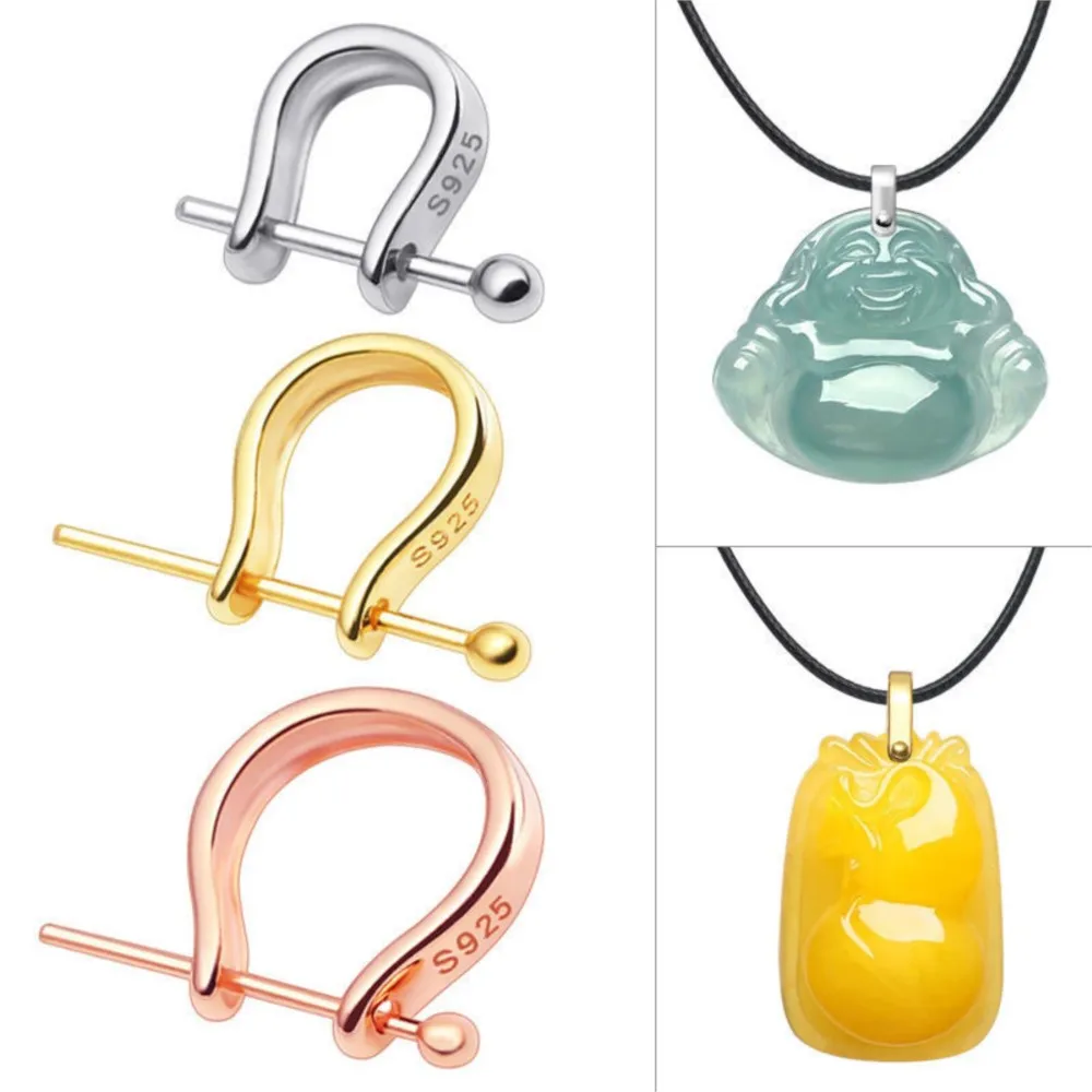 2 قطعة 925 فضة قلادة المشبك قلادة الكفالات مع الكرة دبوس U شكل خرزة ساحرة موصل كليب لصنع المجوهرات DIY بها بنفسك