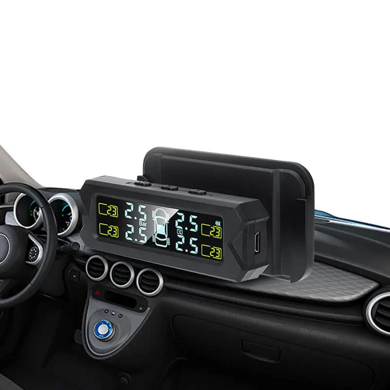

Беспроводная система контроля давления в шинах TY08 Tpms, часы на солнечной энергии, ЖК-дисплей, 4 внешних датчика давления в шинах