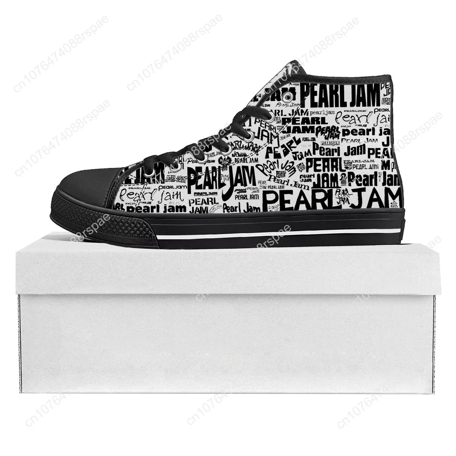 Pearl Jam Rock Band High Top High Quality Sneakers Mens Womens Teenager Canvas Sneaker Casual Couple Shoes Custom Shoe Black