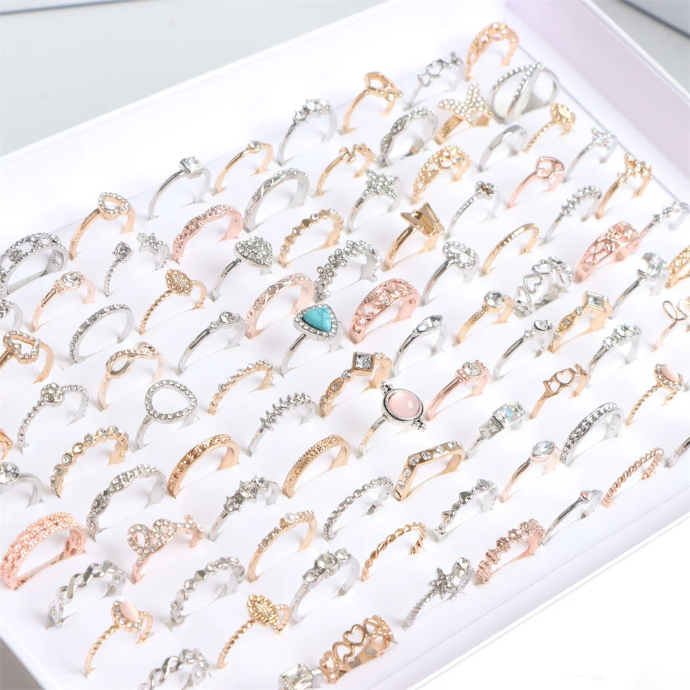 Wedding Rings Womens Ring Finger Rings Jewelry Rings Ring Jewelry 10/20/30/50Pcs/lot Fashion Rhinestone Crystal Rings For Women