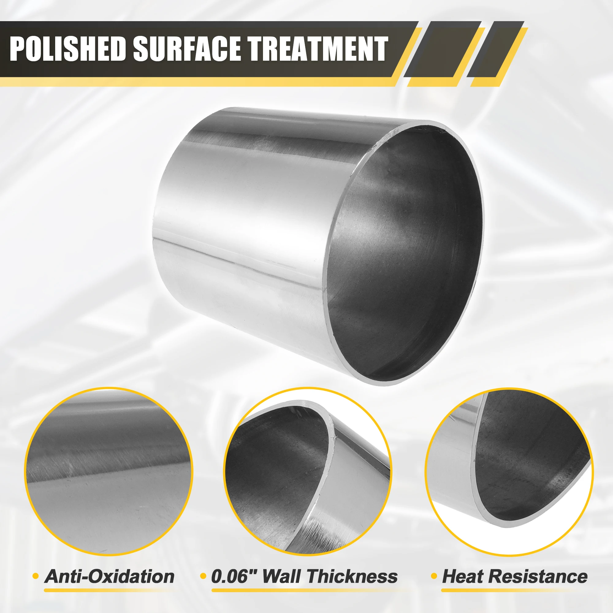 Uxcell Car Mandrel Exhaust Bend Elbow Pipe 304 Stainless Steel Concentric Reducer OD 1.5inch-3inch to OD 2inch-5inch