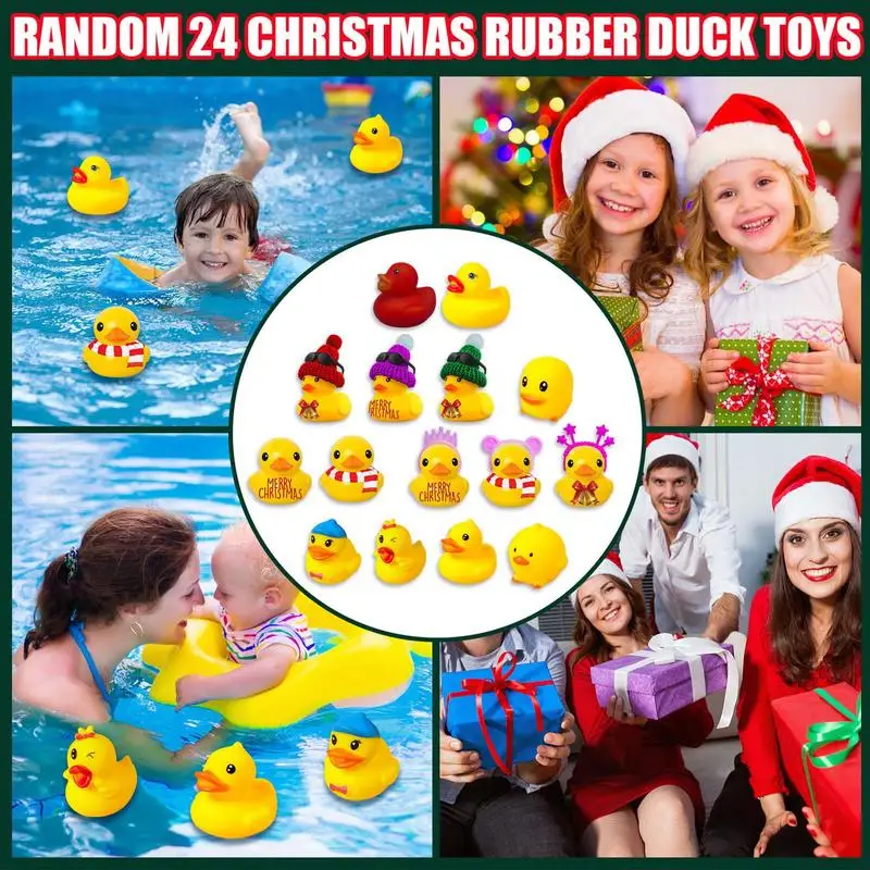 

Advent Calendar 2022 24 Rubber Ducks For Kids And Toddlers Yellow Duck Bath Toy Christmas Gifts For Party Decorations supplies