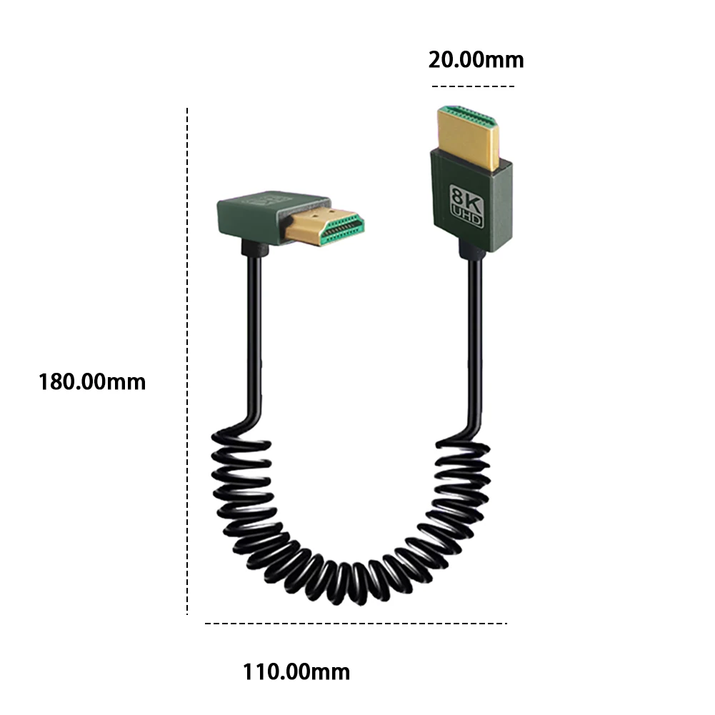 8K Ultra HD HDMI-Compatible To HDMI-Compatible Coiled Cable 48Gbps HDMI-Compatible 2.1 Cord 8K@60Hz 4K@120Hz Extension Converter