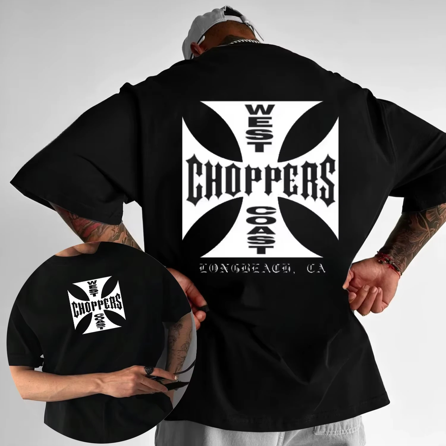 2025 여름 웨스트 코스트 쵸퍼스 순수 코튼 프린트 티셔츠 여성 남성 캐주얼 반..