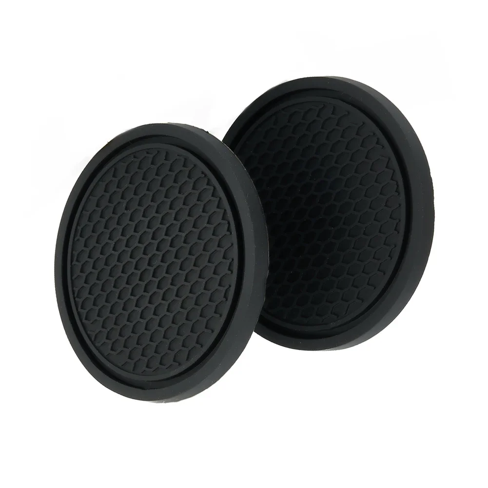 2Pcs Car Cup Holder Mats For Water Bottles PVC Soft Rubber Anti Slip Pads For Car Interior Decoration Accessories Red Black