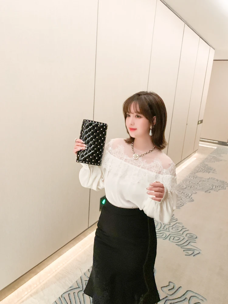 long skirts High quality Skirt only Tall waist splicing gauze fishtail skirt skirt is placed the new early in the spring of 2022 a line skirt