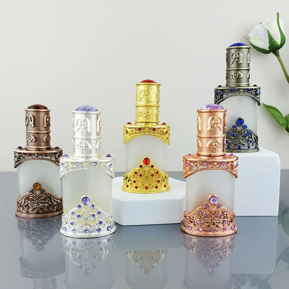 

12ml Arabic Style Vintage Metal Translucence Essential Oil Dropper Perfume Bottle Empty Cosmetics Container Refillable Bottle