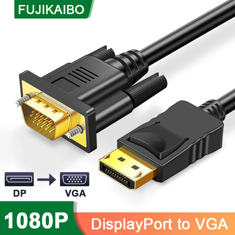 디스플레이 포트 DP VGA 케이블 어댑터, 노트북 컴퓨터 PC HDTV 프로젝터 모니터용, 디스플레이 포트 VGA 컨버터 케이블, HD 1080P