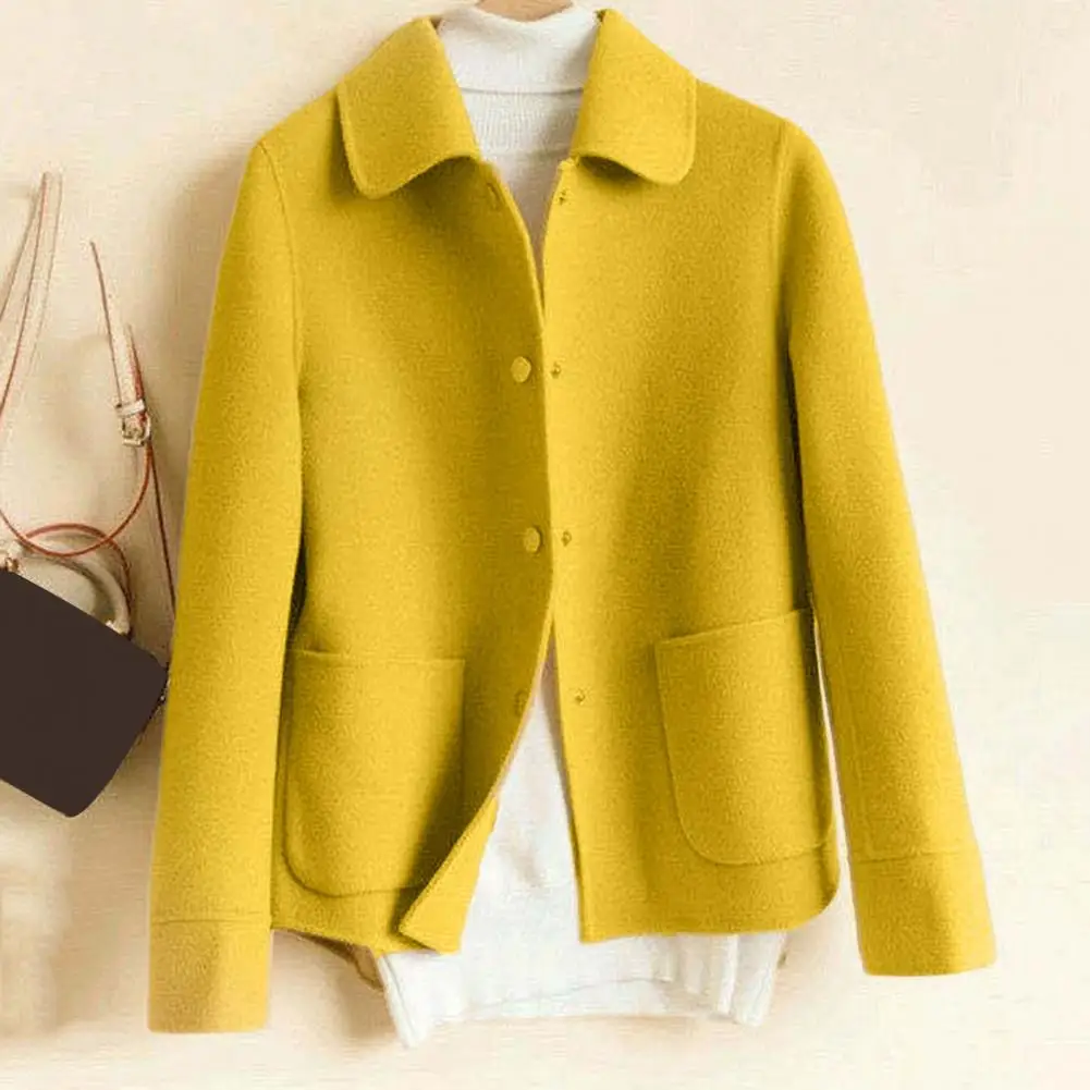 Autumn and winter women's long-sleeved single-breasted lapel plush coat main image 1